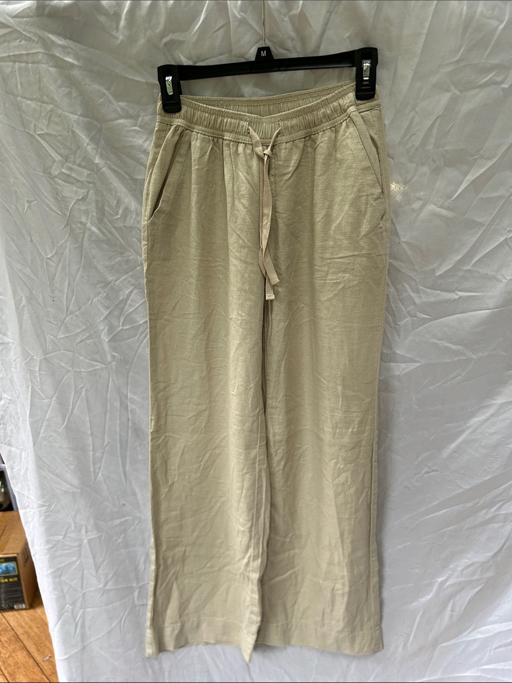 Briggs New York Linen-Blend NWT Drawstring wide leg pants in Beige Size XS